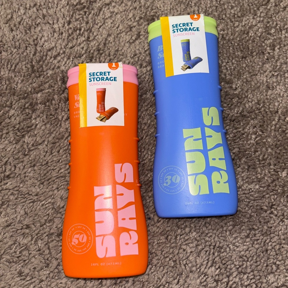 "Secret storage" sunscreenn bottles. SET OF 2